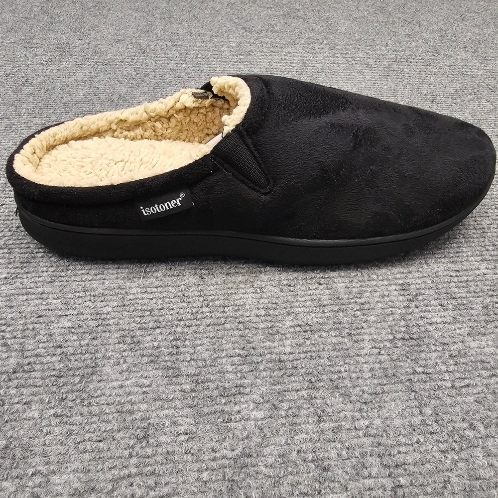 Isotoner Slippers Mens Memory Foam Indoor Outdoor Moccasin Black‎ XXL 13-14